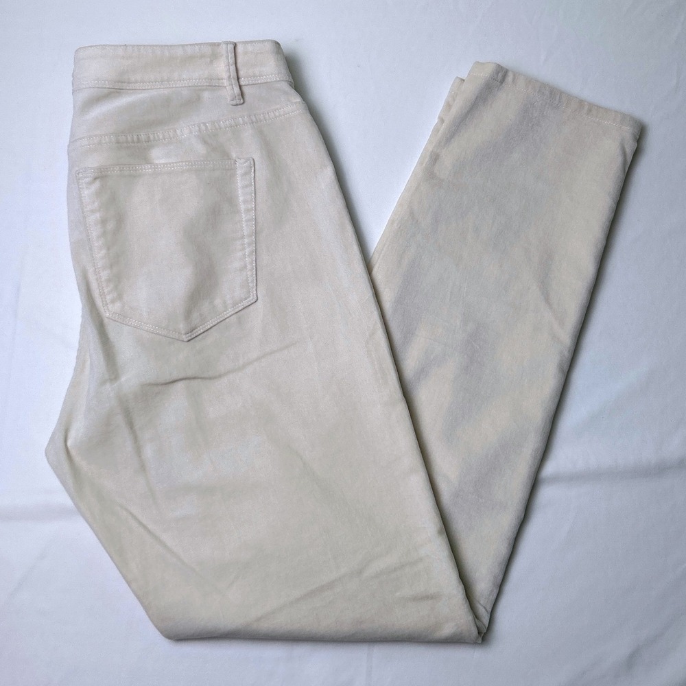 J. Jill Womens Mid Rise Straight Leg Velvet Jeans Size 8 Ivory Stretch Neutral